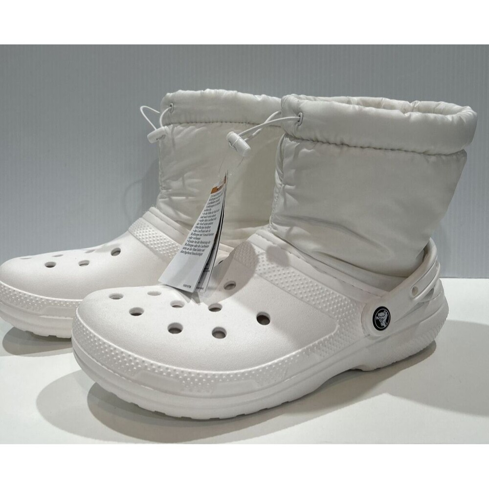 Crocs White Neo Puff Boots M10 W12 White Fleece Lined Comfort
